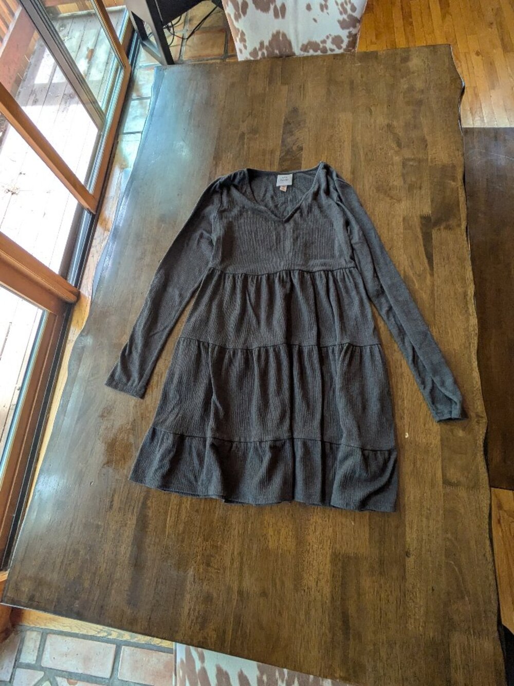Knox Rose Women’s Long Sleeve Dress Gray XS Soft Cozy Casual Dress With Pockets